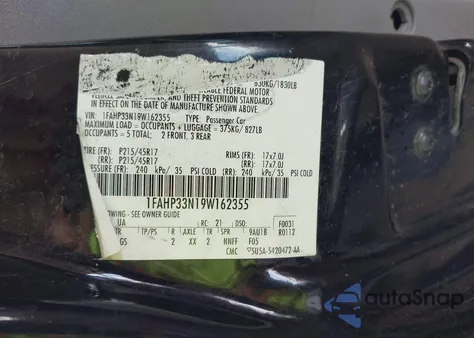 2009 Ford Focus Ses from USA, damaged, VIN 1FAHP33N19W162355